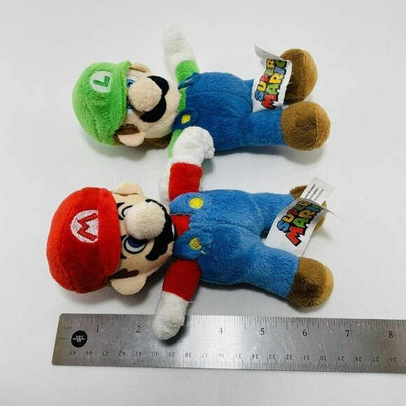 Nintendo Super Mario Luigi Plush Toy Set Brothers Twins Men Red Green Video Game - Picture 4 of 12